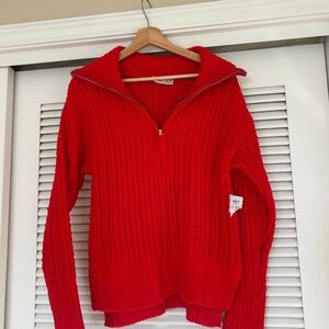 NWT Pink Republic Women’s Red Half-Zip Knit Sweater